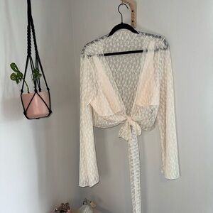 Cider Cream Lace Tie-Front Cardigan
